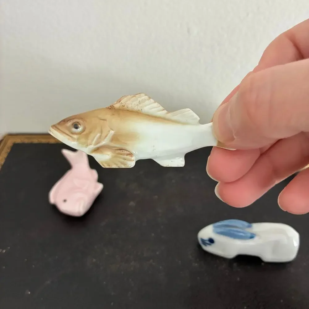 Japanese Ceramic Chopstick Rests Set Animal Fish Rabbit - Picture 4 of 7